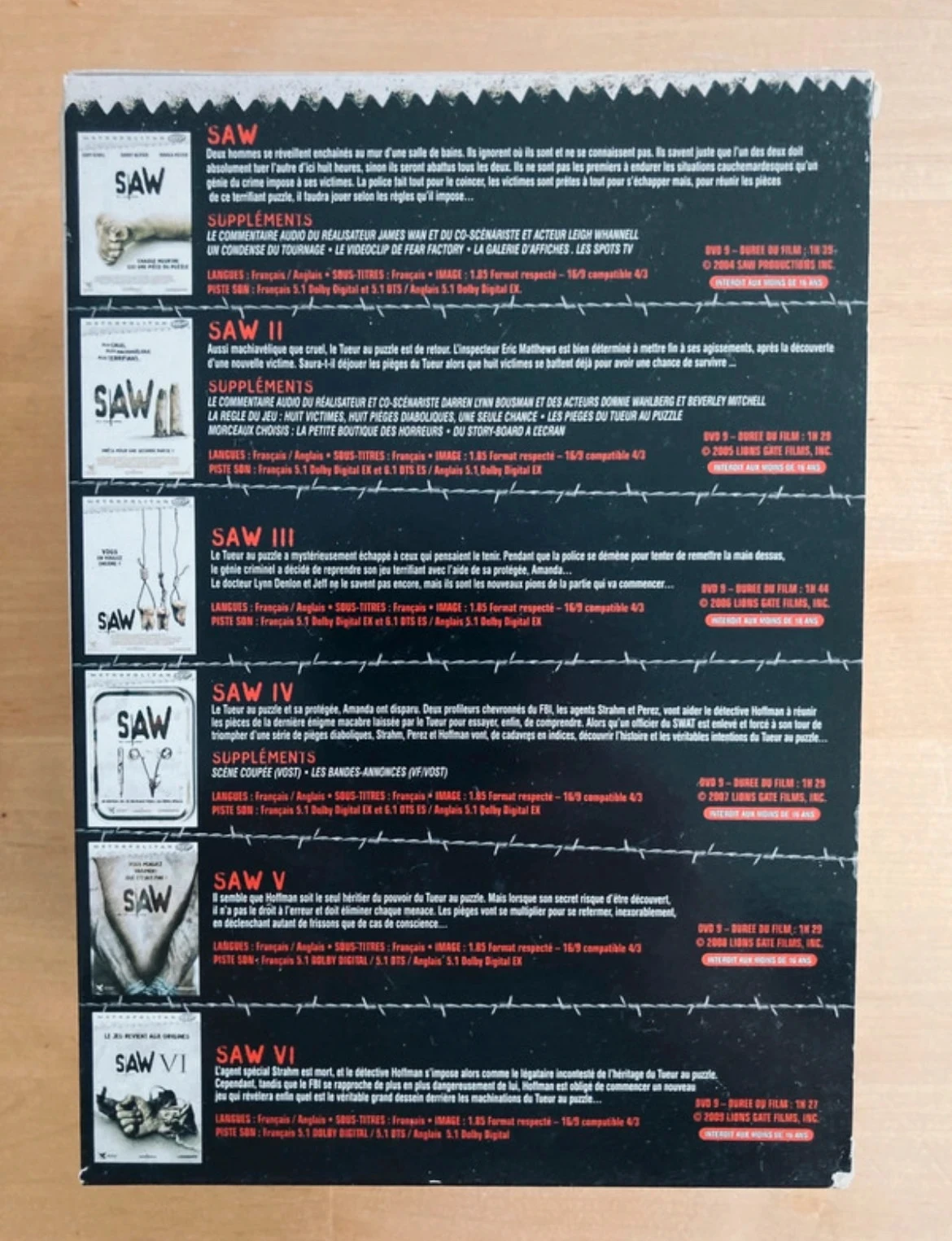 Coffret intégrale 6 DVD Saw. – photo 3